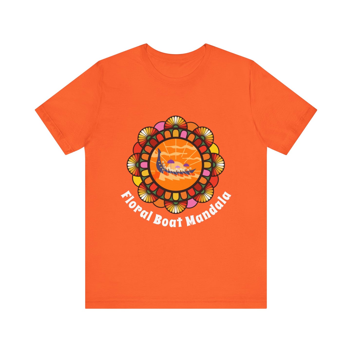 Floral Boat Mandala Unisex Tee - Vibrant Summer Style, Perfect for Festivals, Travel, Casual Outings, Gift for Beach Lovers