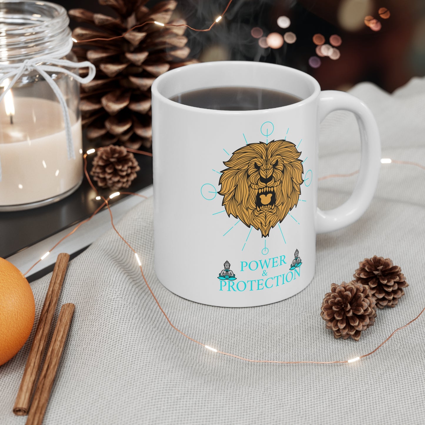 Empowering Lion Mug, Motivational Coffee Cup, Gift for Strength Lovers, Inspirational Tea Mug, Home Decor, Yoga Practitioners
