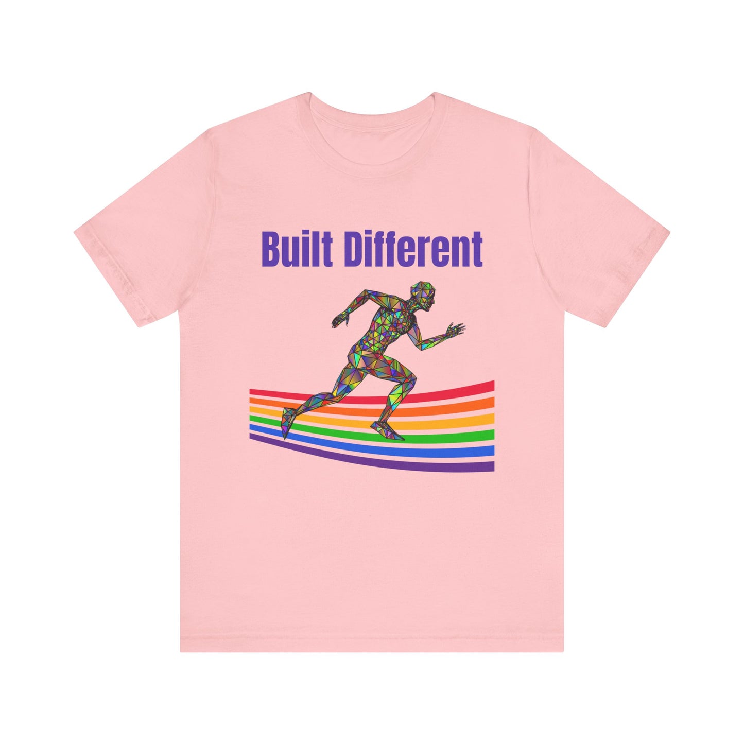 Pride-Inspired Fitness Tee: Built Different Short Sleeve, LGBTQ+ Apparel, Gym Shirt, Workout Top, Motivational Tee, Inclusive Fashion