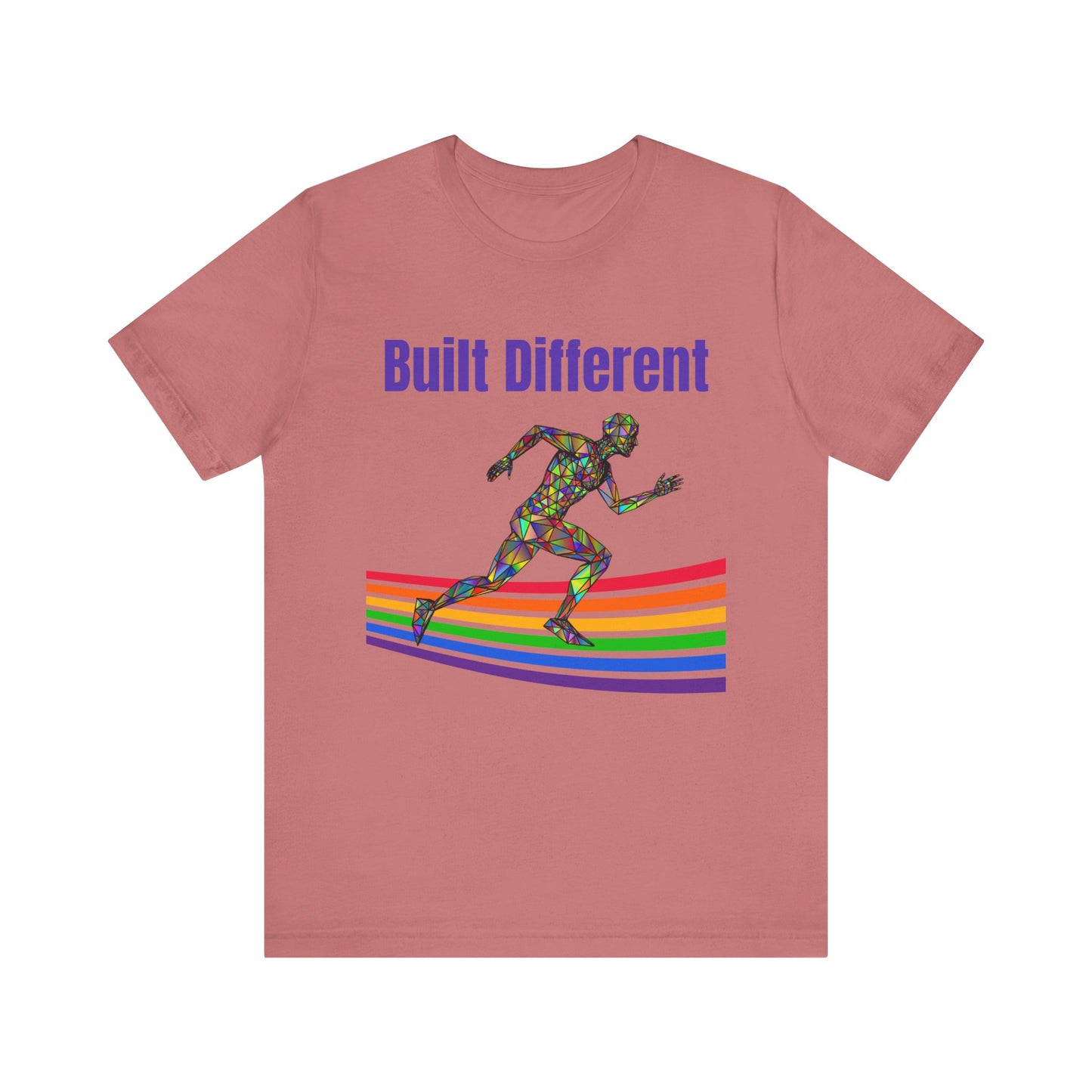 Pride-Inspired Fitness Tee: Built Different Short Sleeve, LGBTQ+ Apparel, Gym Shirt, Workout Top, Motivational Tee, Inclusive Fashion