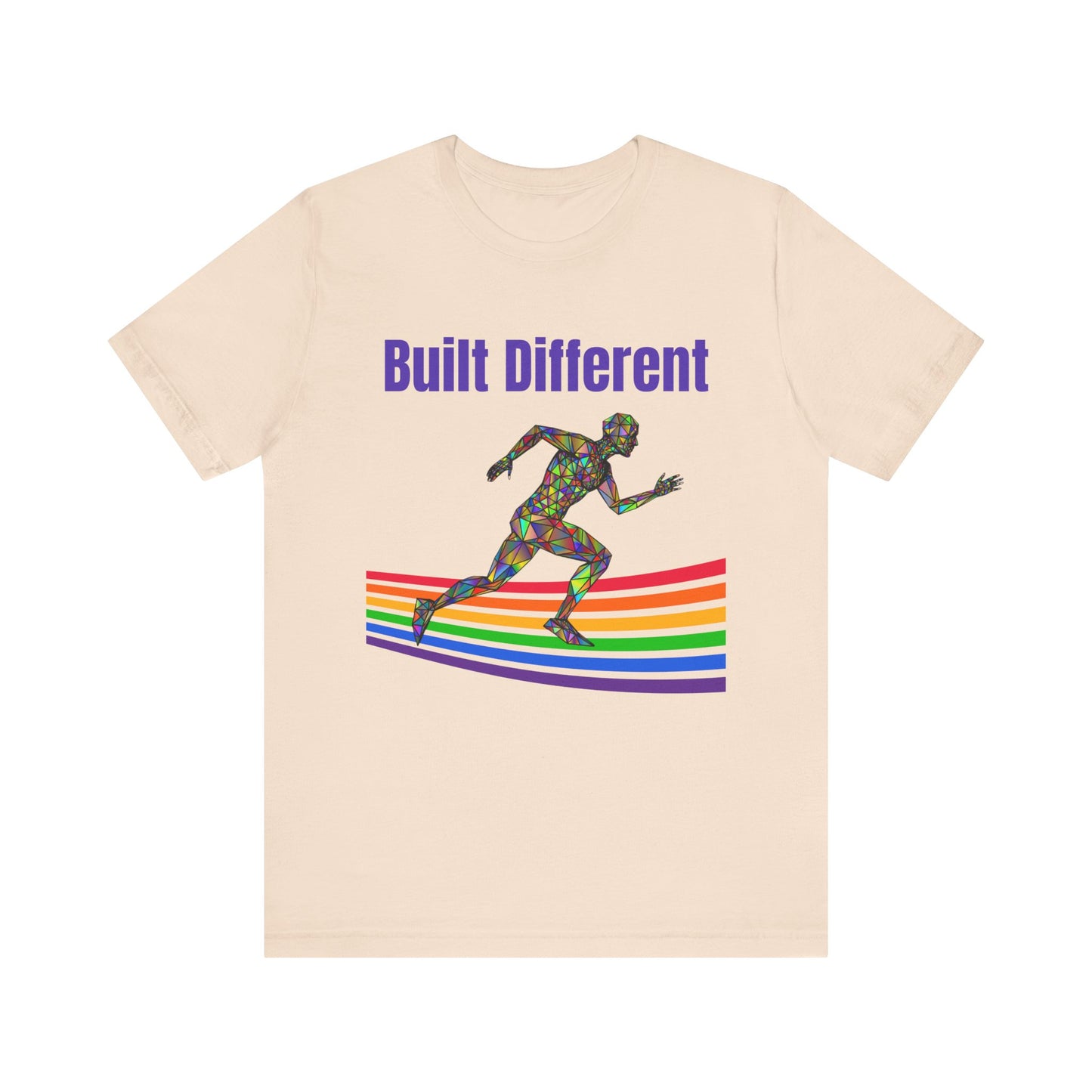 Pride-Inspired Fitness Tee: Built Different Short Sleeve, LGBTQ+ Apparel, Gym Shirt, Workout Top, Motivational Tee, Inclusive Fashion