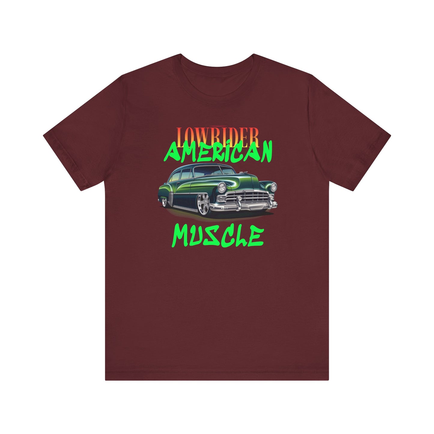 American Muscle Lowrider Tee, Unisex Graphic T-Shirt, Vintage Car Lover Gift, 4th of July Celebration Shirt, Custom Lowrider Apparel, [...]