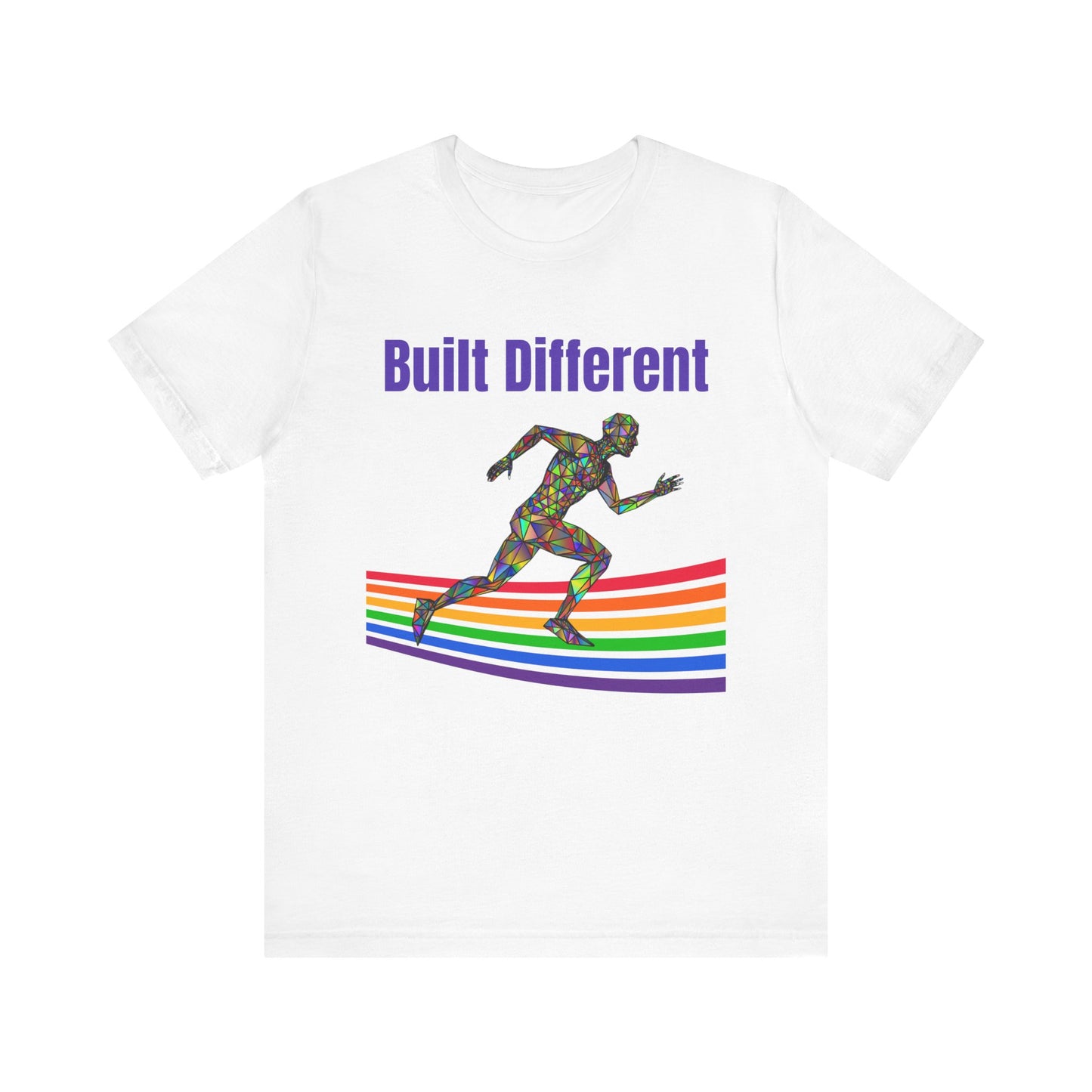 Pride-Inspired Fitness Tee: Built Different Short Sleeve, LGBTQ+ Apparel, Gym Shirt, Workout Top, Motivational Tee, Inclusive Fashion