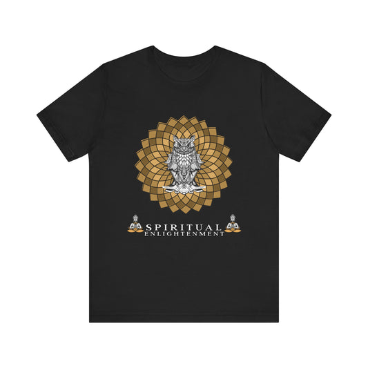 Spiritual Enlightenment Unisex Tee, Owl Design Shirt, Mindfulness Gift, Meditation Apparel, Yoga Lover's Top