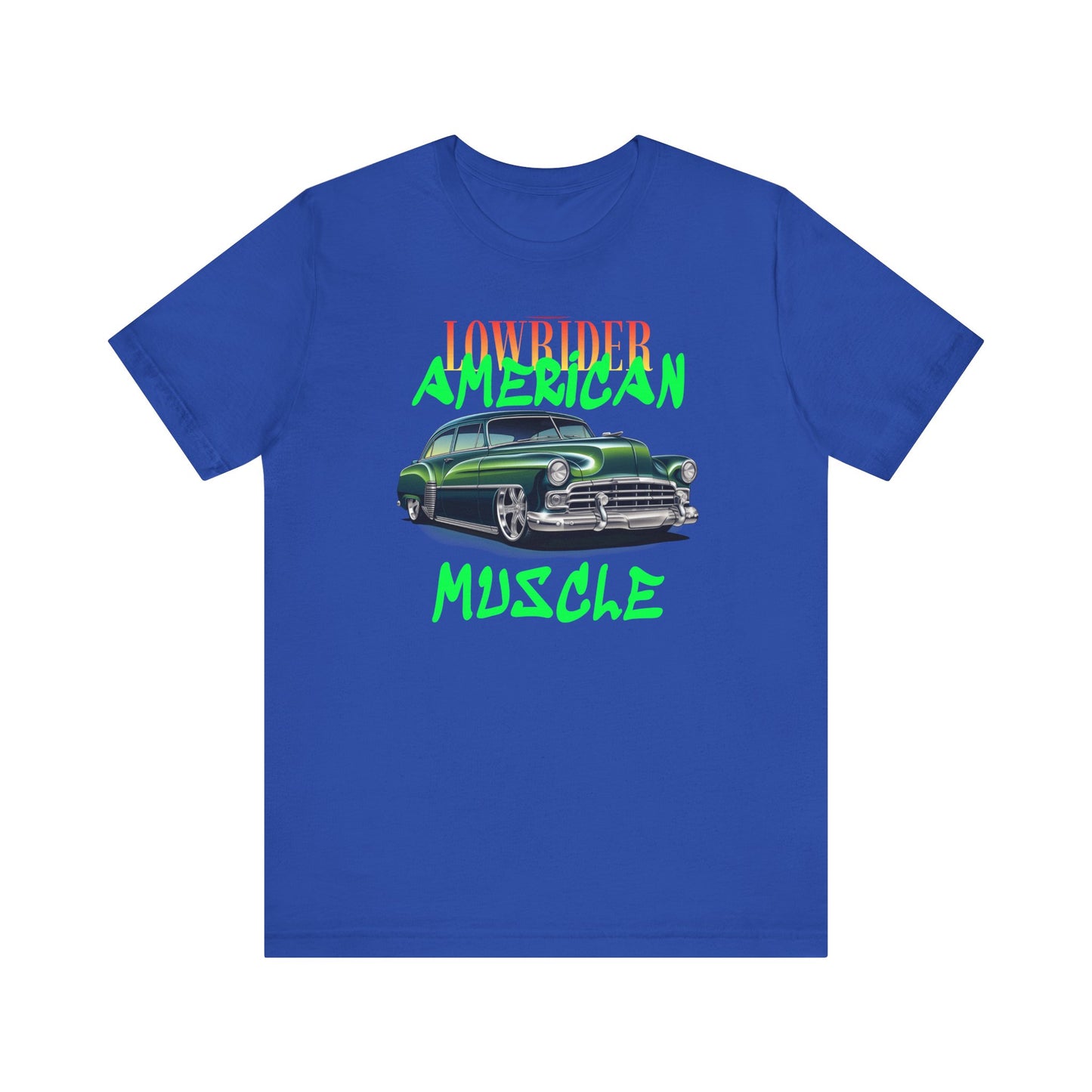 American Muscle Lowrider Tee, Unisex Graphic T-Shirt, Vintage Car Lover Gift, 4th of July Celebration Shirt, Custom Lowrider Apparel, [...]