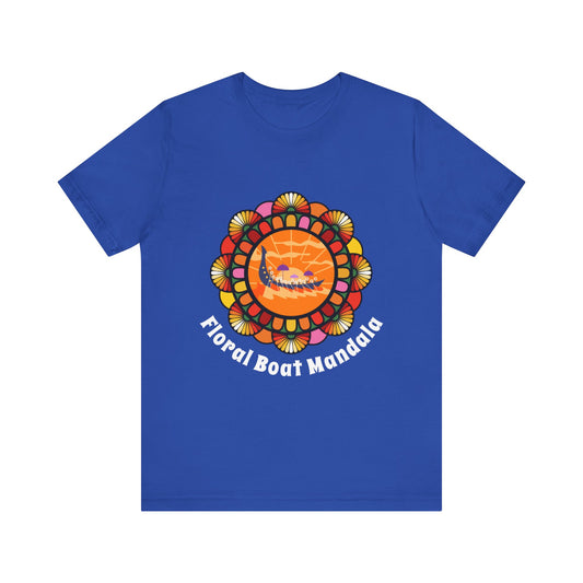 Floral Boat Mandala Unisex Tee - Vibrant Summer Style, Perfect for Festivals, Travel, Casual Outings, Gift for Beach Lovers