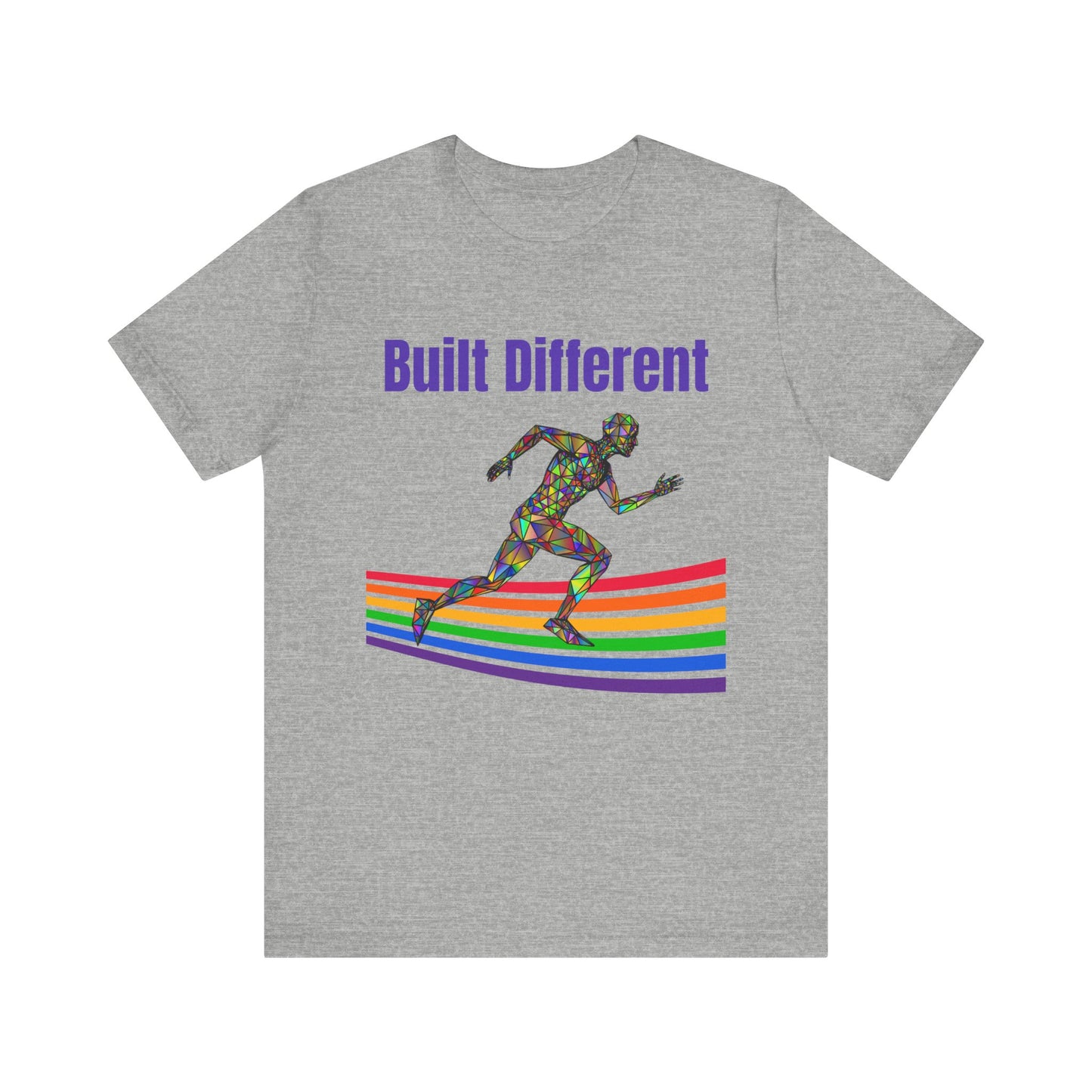 Pride-Inspired Fitness Tee: Built Different Short Sleeve, LGBTQ+ Apparel, Gym Shirt, Workout Top, Motivational Tee, Inclusive Fashion
