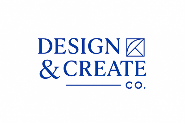 Same logo Design & Create Co. darker blue #  0033ff